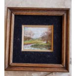 Doreen Jenkinson, "Spring is late this year" painted ceramic miniature, framed