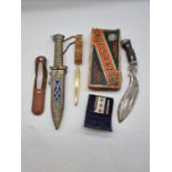 Decorative ritualistic dagger with kukri (no holder), letter opener, vintage razor Rolls, pocket