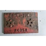 Railway related plate or sign.