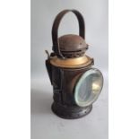 Railway related lamp. Brass with rotating centre for different coloured lens.