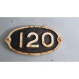 Railway related plate or sign. cast. 120.
