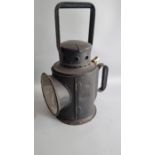 Railway related lamp with original ceramic burner. Condition crack in glass see images