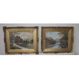 Wardleworth. Framed and glazed watercolours of English river scenes. signed. 50cm x 38cm Frames 70cm