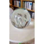 Large glass dump paperweight approx 20cm diam. Heavy item.