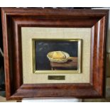 After Salvador Dali. Bread in a basket. A framed enamel reproduction with certificate on the reverse