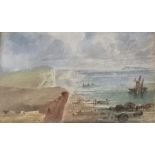 William Newberry. Watercolour of a coastal scene. Sussex artist. Links to Constable and other