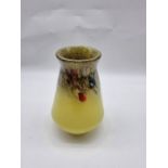 Studio Art glass. Mixed colour small vase primarily yellow. No obvious makers marks.