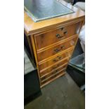 Filing cabinet with a green leather top