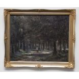 Barratt. Epping Forest, Dark gothic Oil on board. Framed. 37 x 29cm