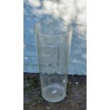 Large clear glass floor vase or umbrella stick stand. Approx 65cm