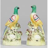 Paar viktorianische Staffordshire-Vogelfiguren