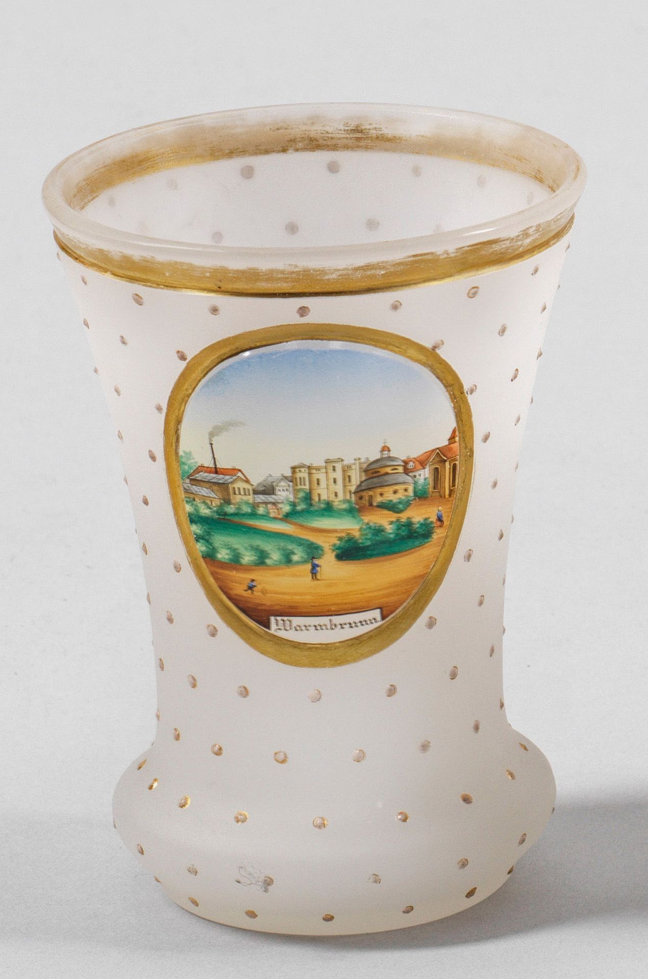 Biedermeier-Becher mit Ansicht von Warmbrunn