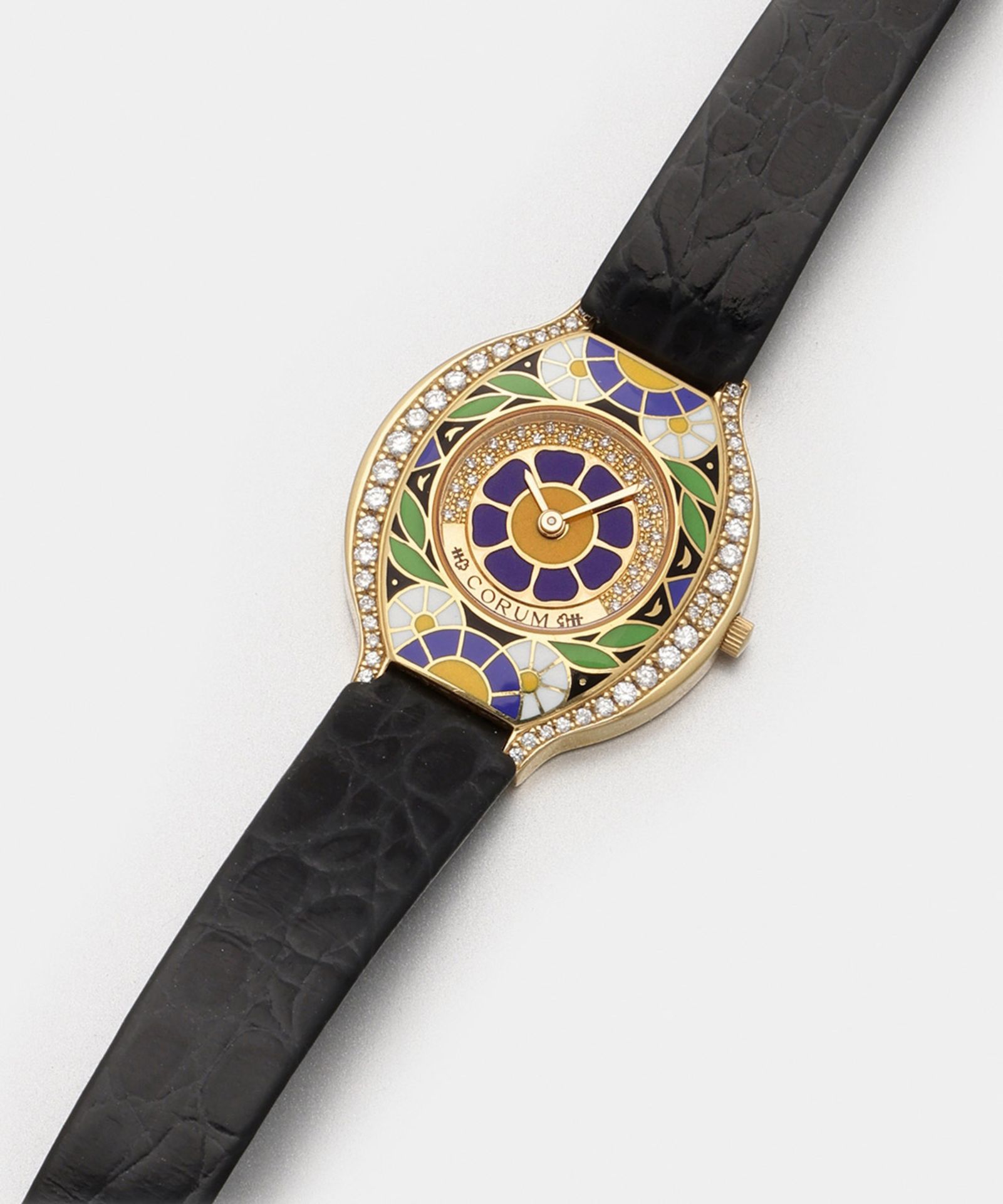Vintage Damen-Armbanduhr von CORUM-"Floral Blue" von 2010