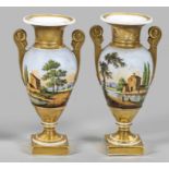 Paar Charles X-Vasen mit Landschaftsdekor