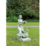 Große Parkbrunnenfigur mit Leda und dem Schwan