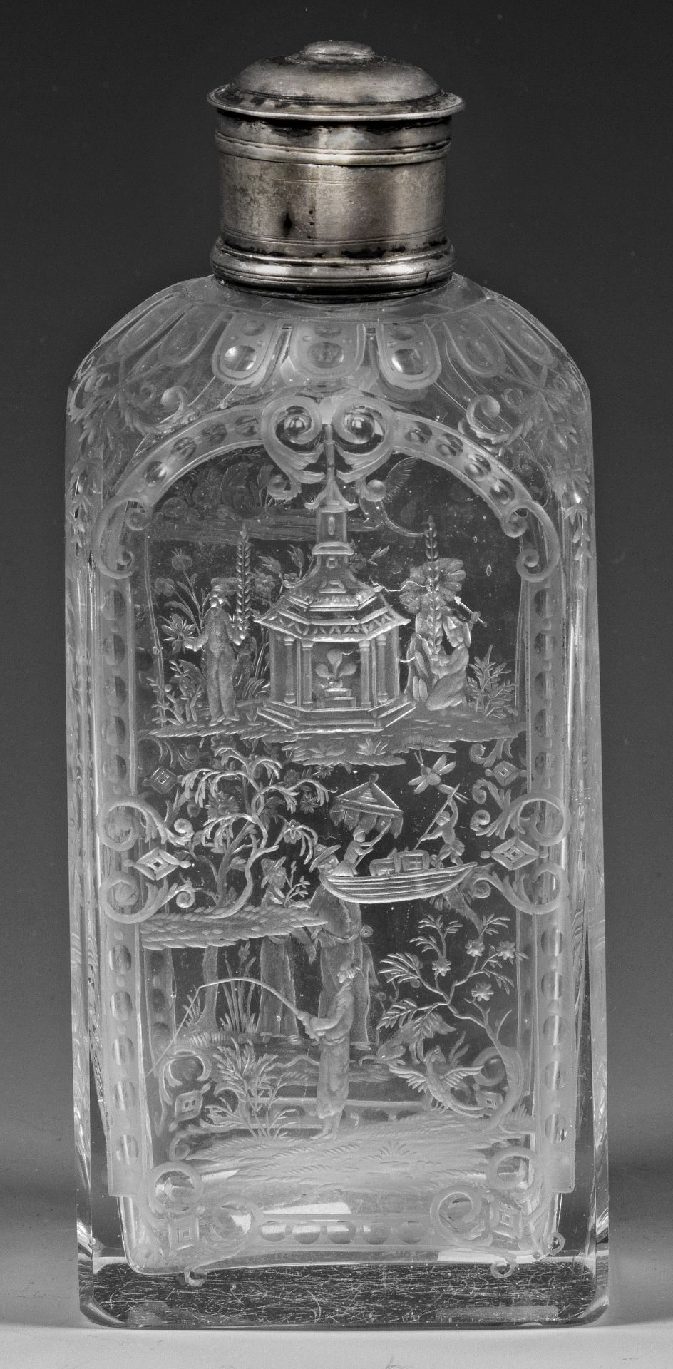 Barock-Vierkantflasche mit Chinoserien von Anton Wilhelm Mäuerl - Image 2 of 2