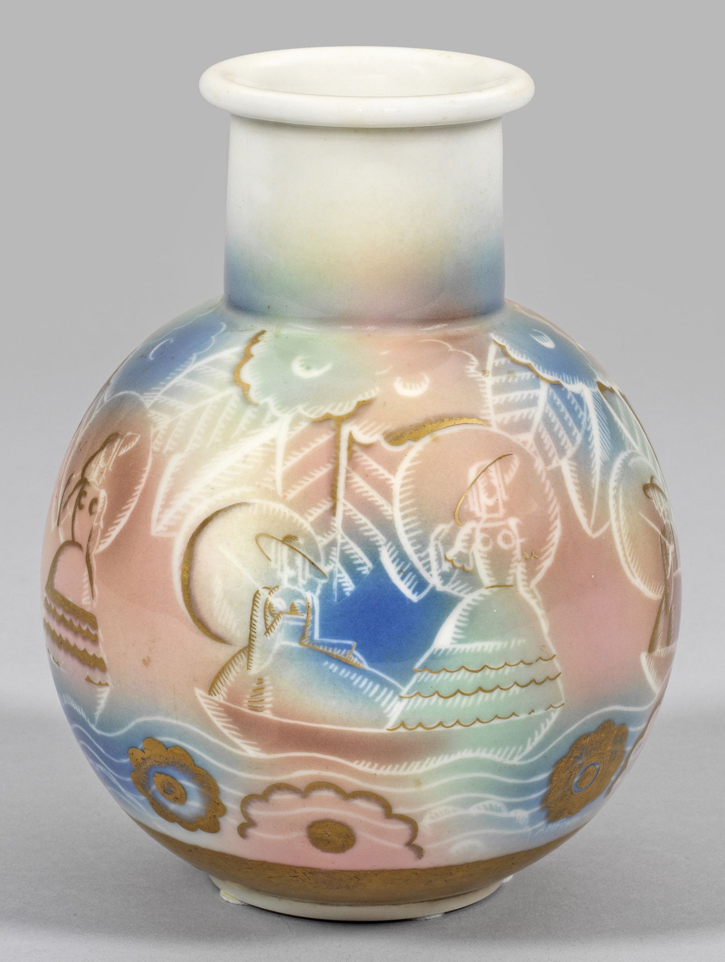 Art Déco-Vase mit Dekor von Anne-Marie Fontaine