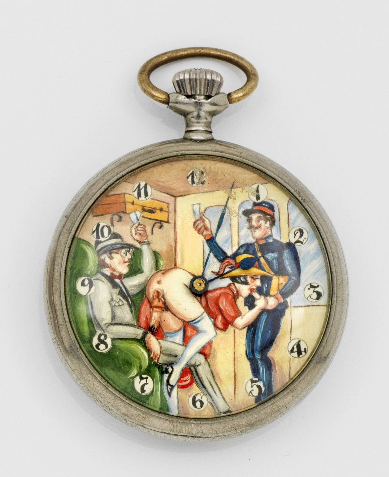 Erotische Herren-Taschenuhr von Doxa, um 1905