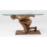 Skulpturaler Tisch "Inconscio" mit Männerakt von Nicola Voci