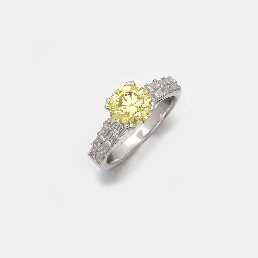 Fancy Vivid-Yellow-Brillantsolitär-Ring