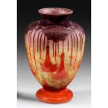 Große Art Déco-Vase mit "Daturas"-Dekor von Schneider