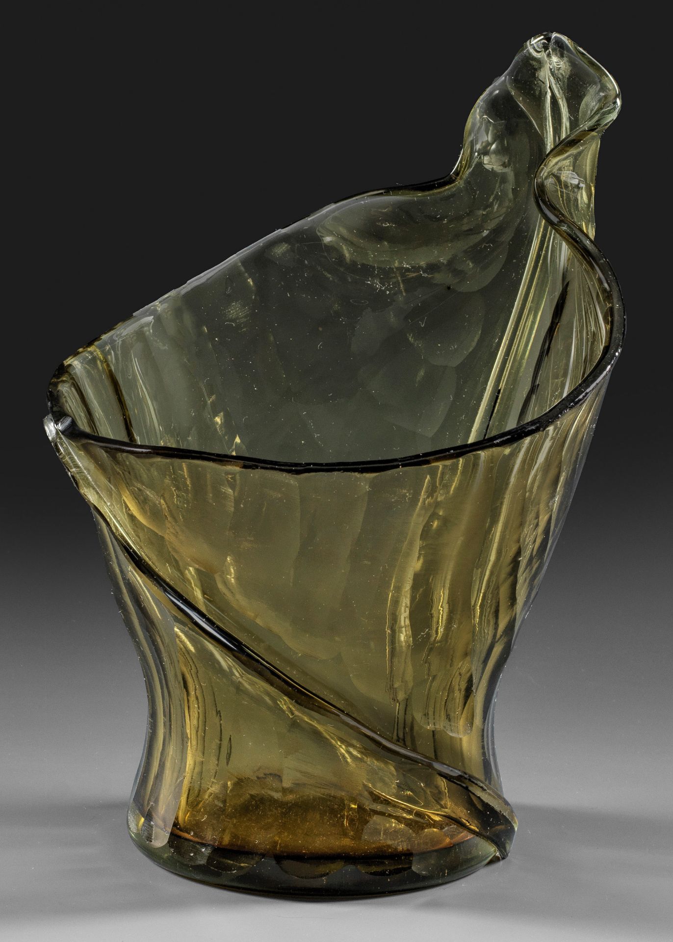 Seltene Jugendstil-Ziervase in Blattform von Emile Gallé