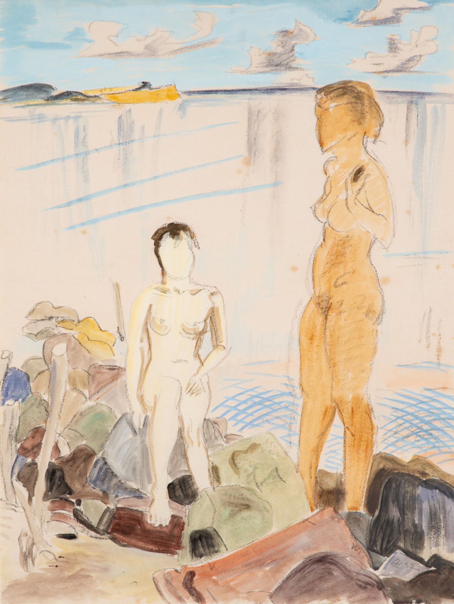 Erich Heckel – Zwei weibliche Akte am Strand.