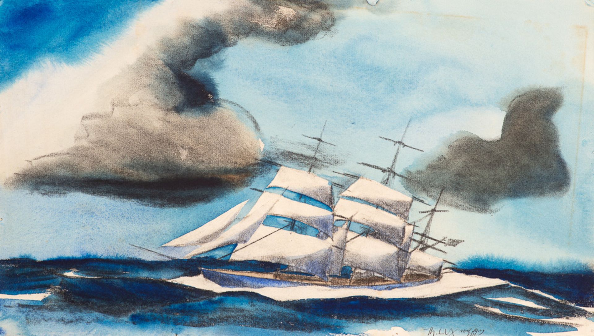 Theodore Lux Feininger – Weißes Segelschiff.