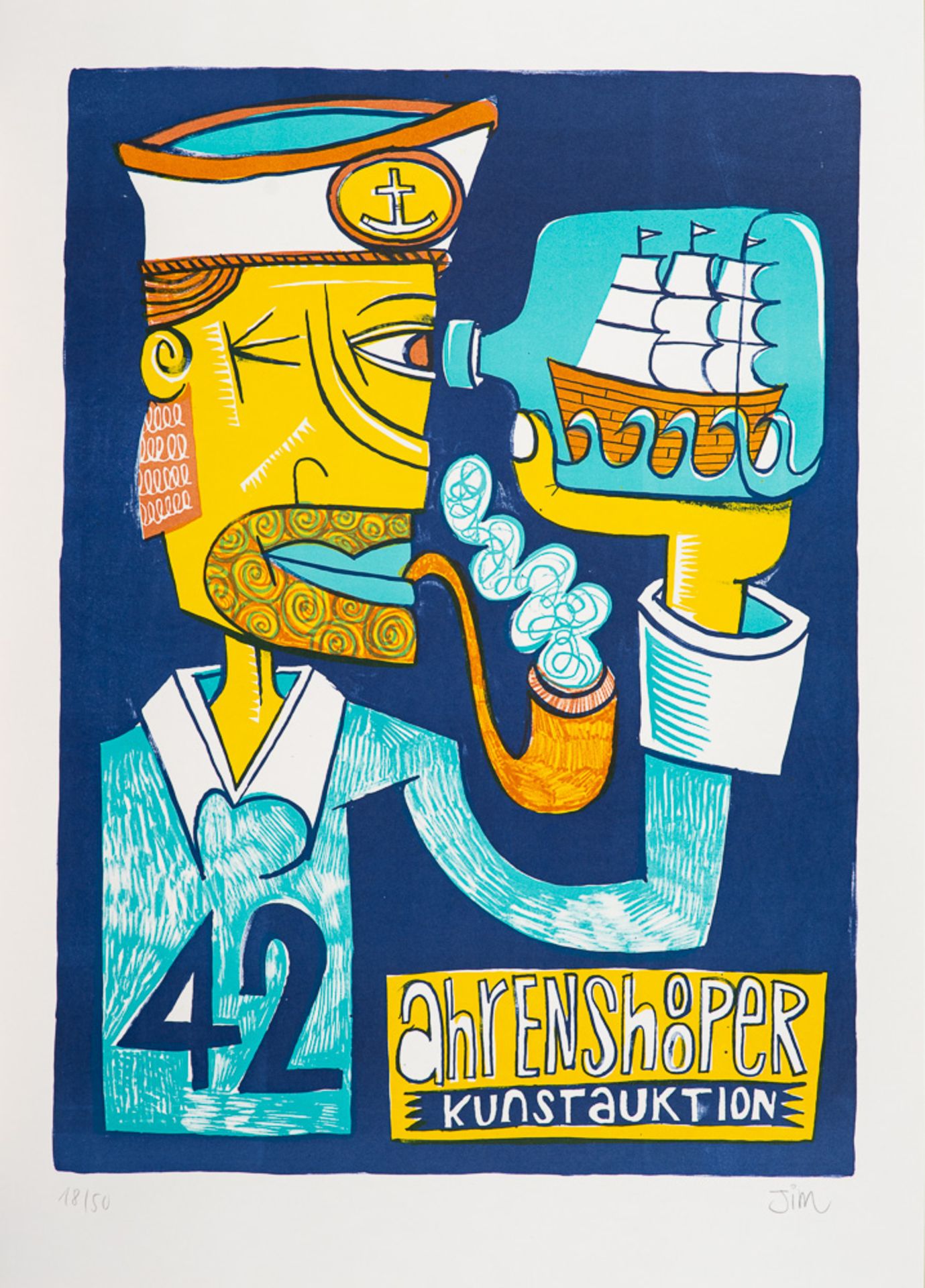 Jim Avignon – Plakat zur 42. Ahrenshooper Kunstauktion, Künstlerplakat, 2016.