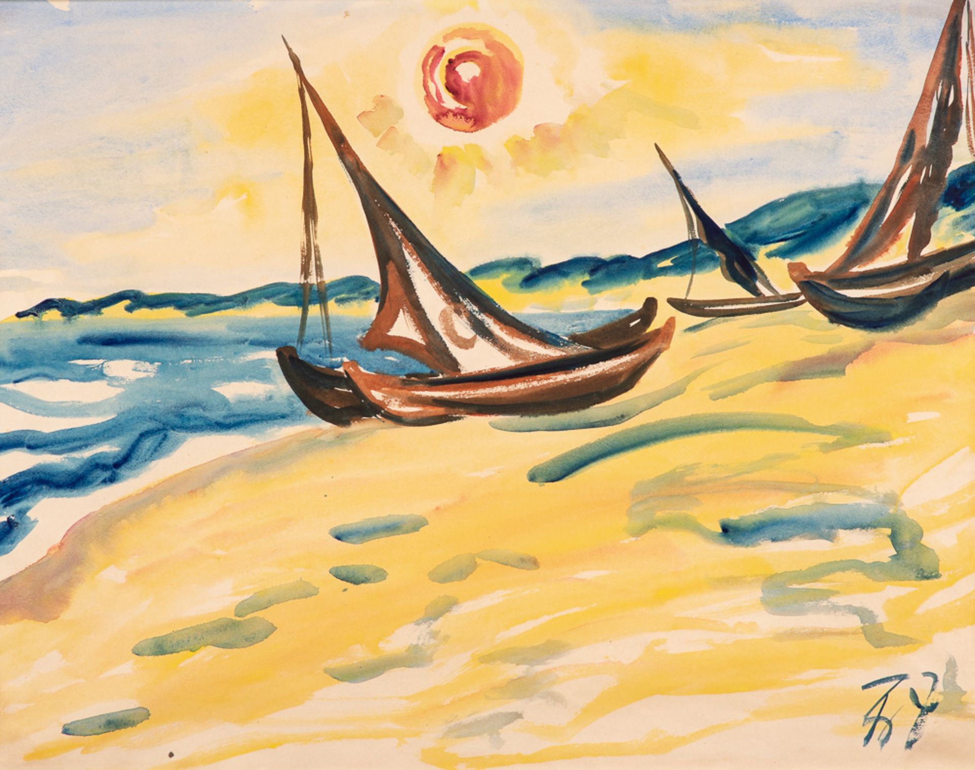 Fritz Zalisz – Boote am Strand.