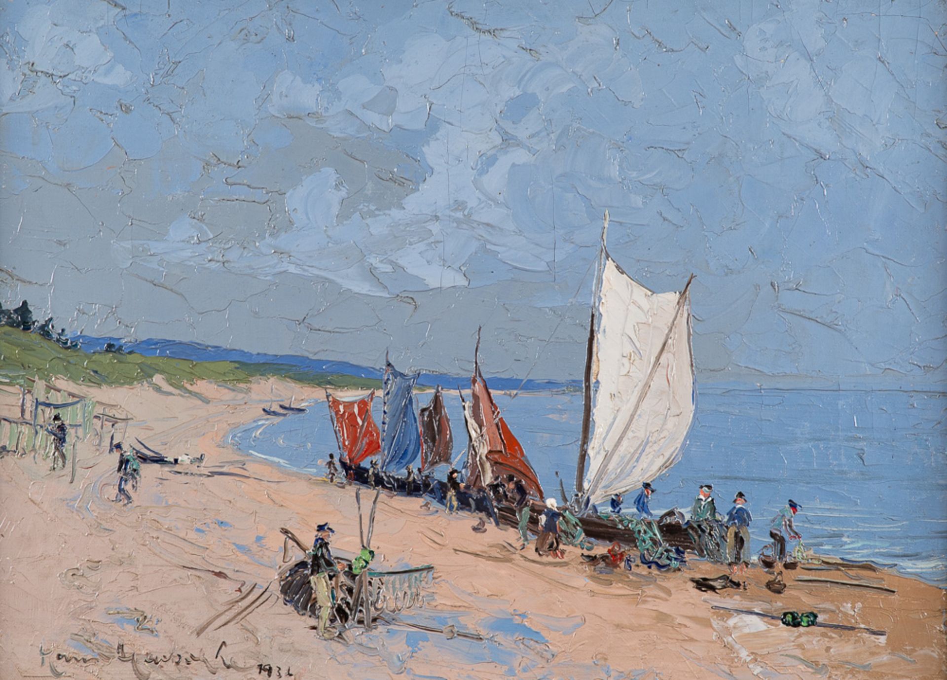 Hans Hentschke – Fischerboote am Strand.