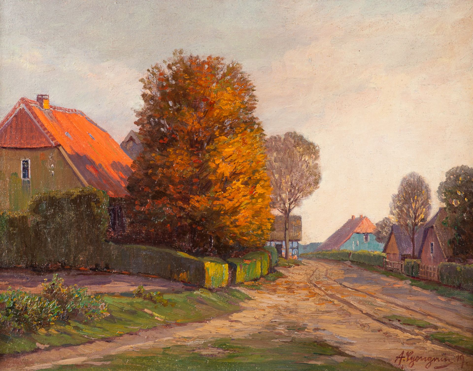 Arnold Lyongrün – Dorfstraße in Wieck.