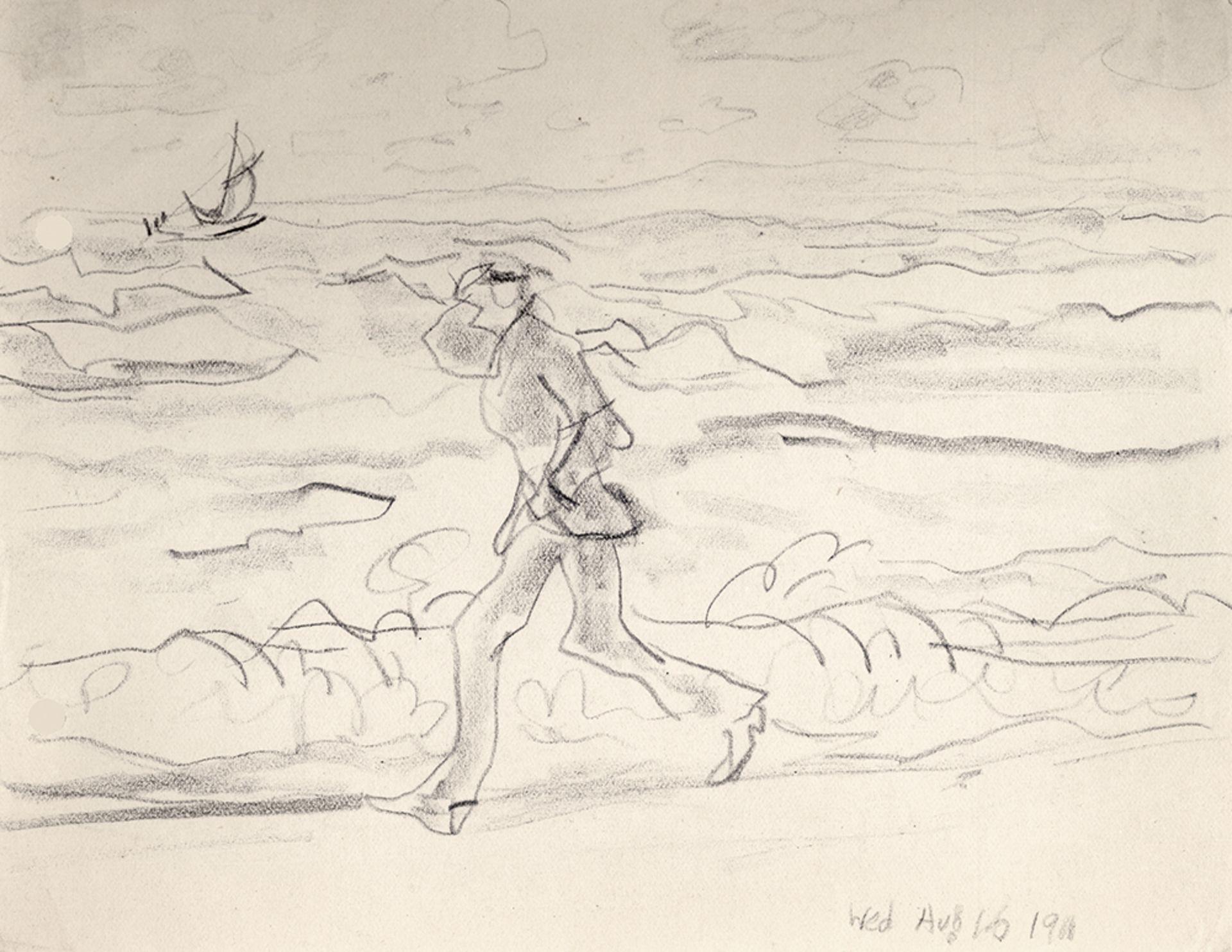 Lyonel Feininger – Figur am Strand, Heringsdorf, Ostsee (Figure on the Shore, Heringsdorf)