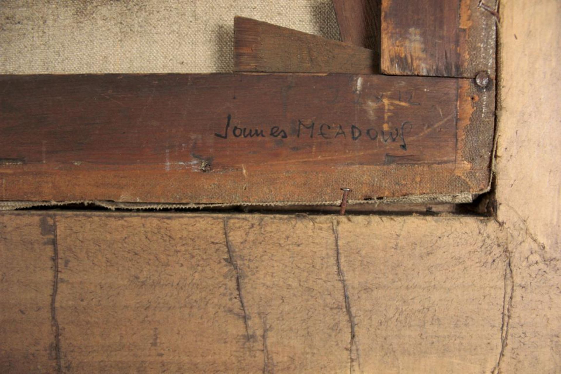 James Meadows(19 Jhdt.)"Hafen"Öl auf Leinwand; signiert rückseitig und gerahmt - Image 3 of 5