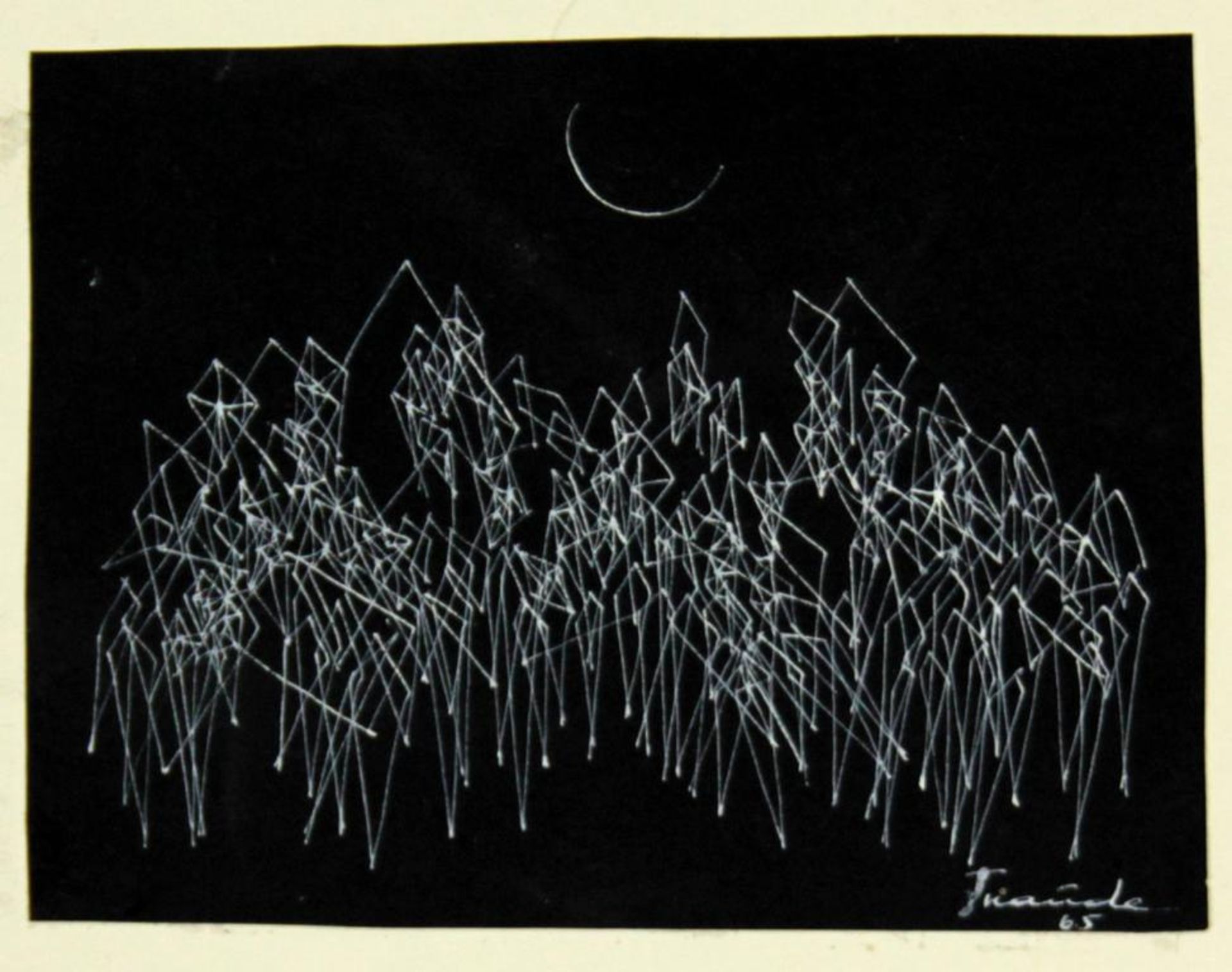 Edeltraud Walenta(geb. 1944)"Gras"1965Weiße Tinte auf schwarzem Papier; signiert und datiert