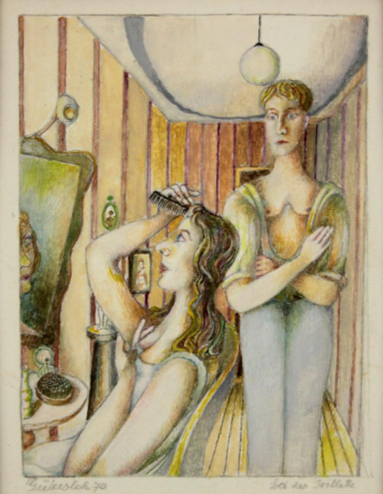  Albert Paris Gütersloh(1887- 1973)"Bei der Toilette"1970Mischtechnik auf Papier; signiert, datiert 