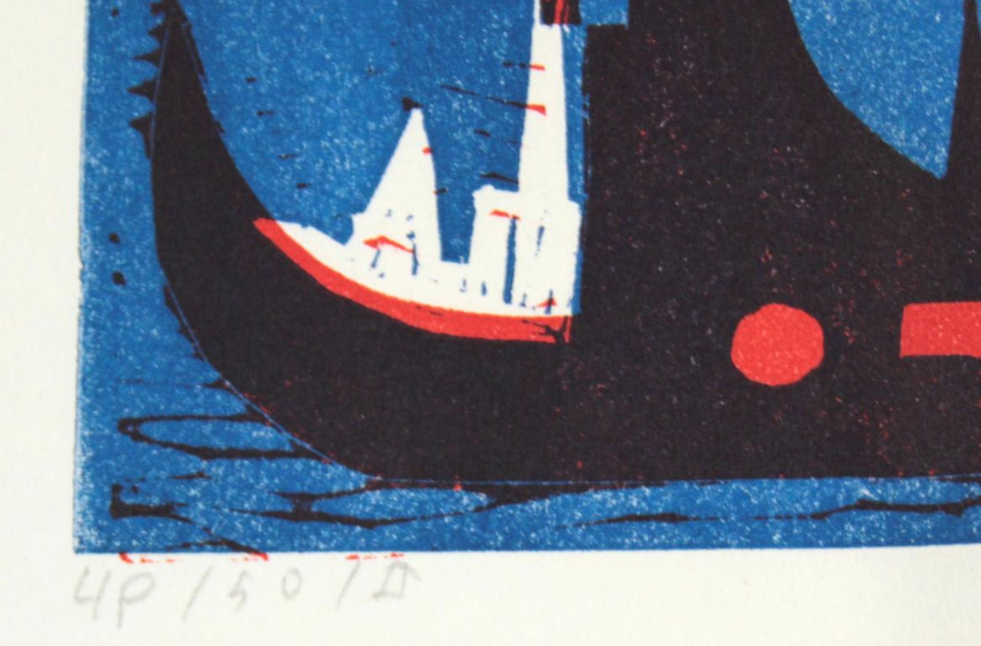  Feri Zotter(1923 - 1987)"Hafen"1966Linolschnitt auf Papier; Ed. 49/50/II; signiert, datiert, nummer - Bild 3 aus 3
