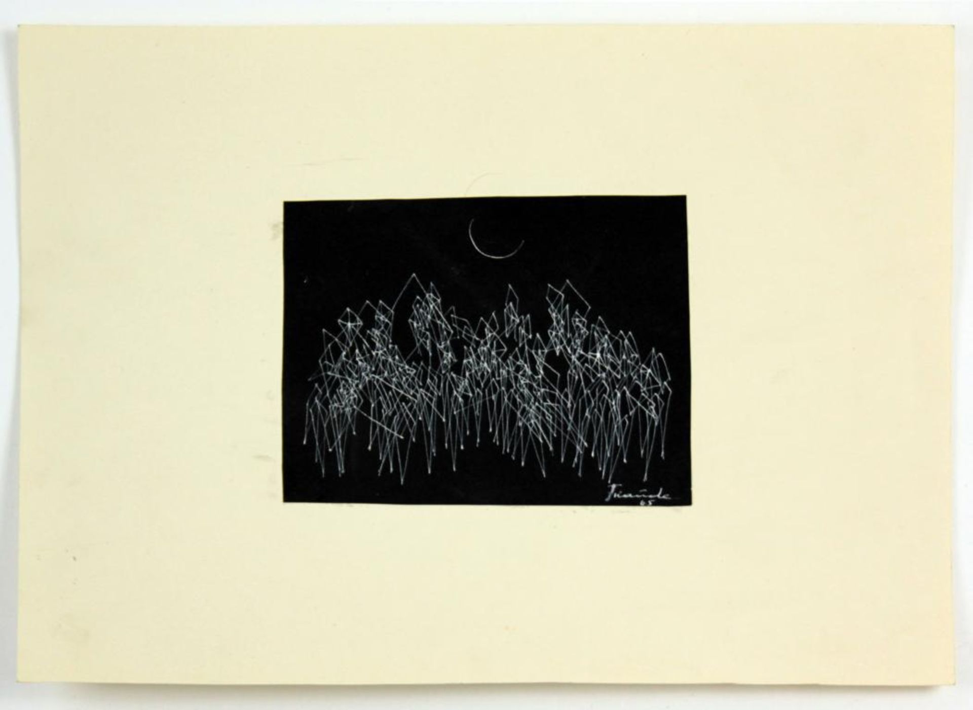 Edeltraud Walenta(geb. 1944)"Gras"1965Weiße Tinte auf schwarzem Papier; signiert und datiert - Bild 2 aus 3