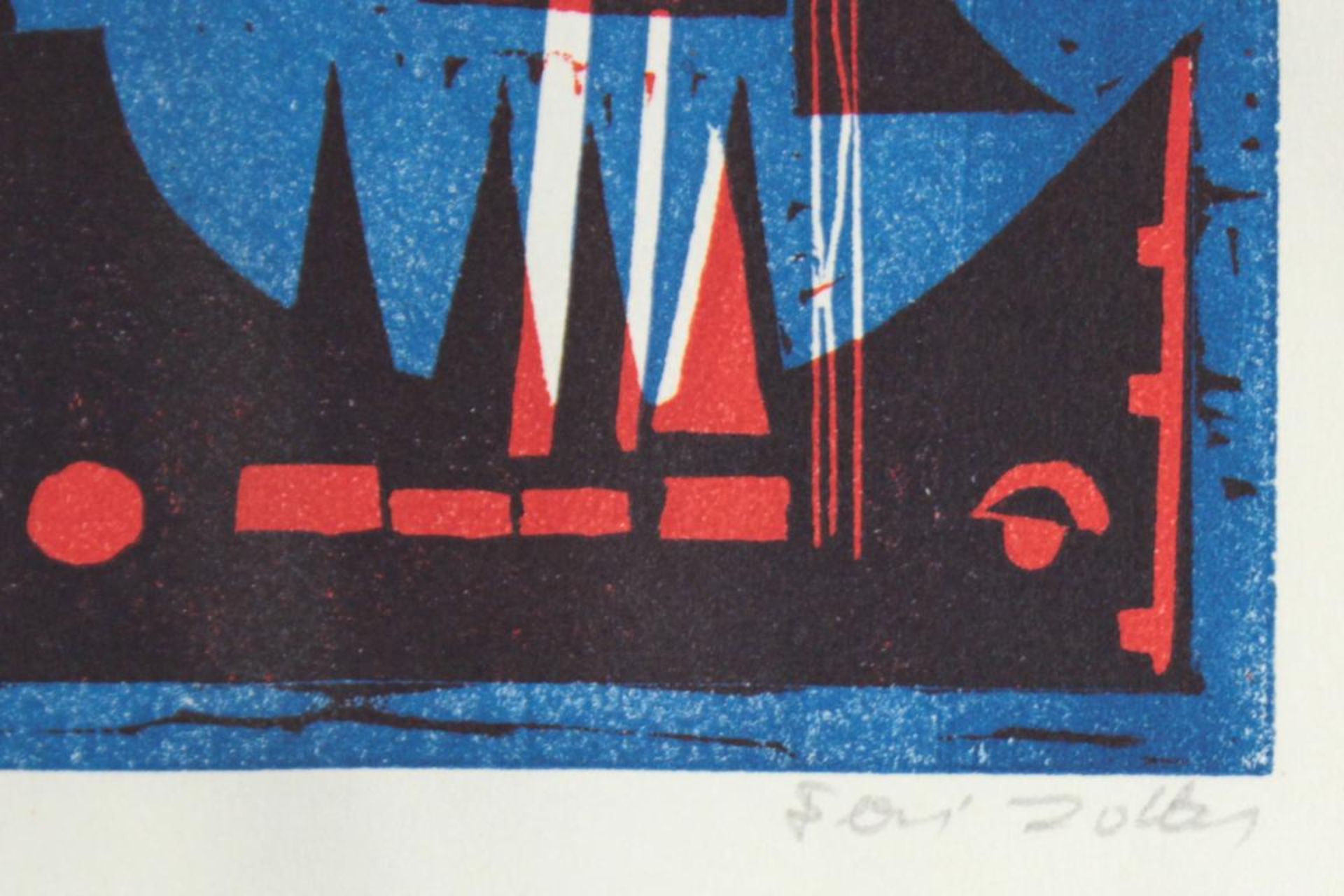  Feri Zotter(1923 - 1987)"Hafen"1966Linolschnitt auf Papier; Ed. 49/50/II; signiert, datiert, nummer - Bild 2 aus 3
