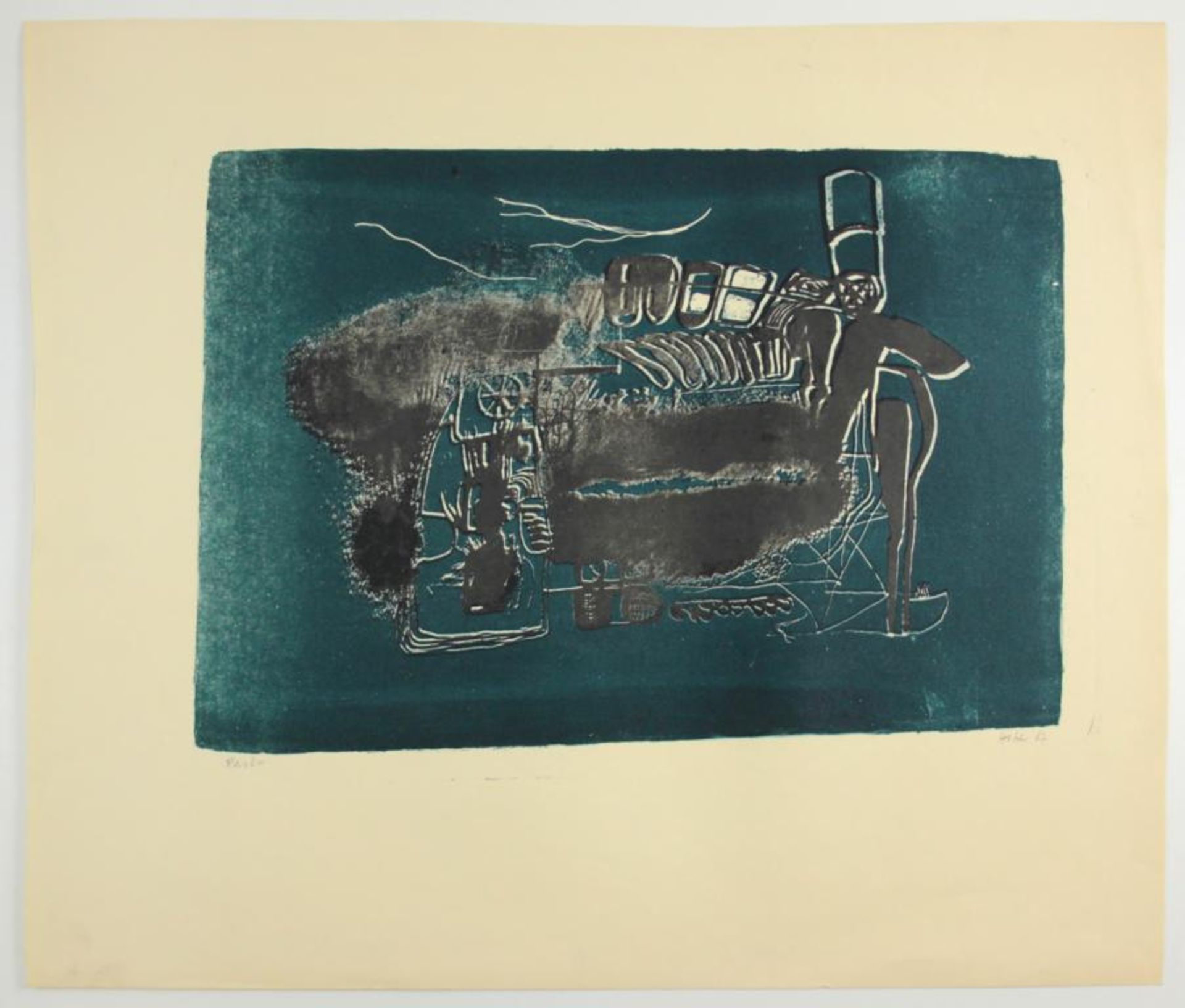 Giselbert Hoke(1927-2015)"Probe"1967Lithographie auf Papier; Probedruck; signiert, datiert und betit