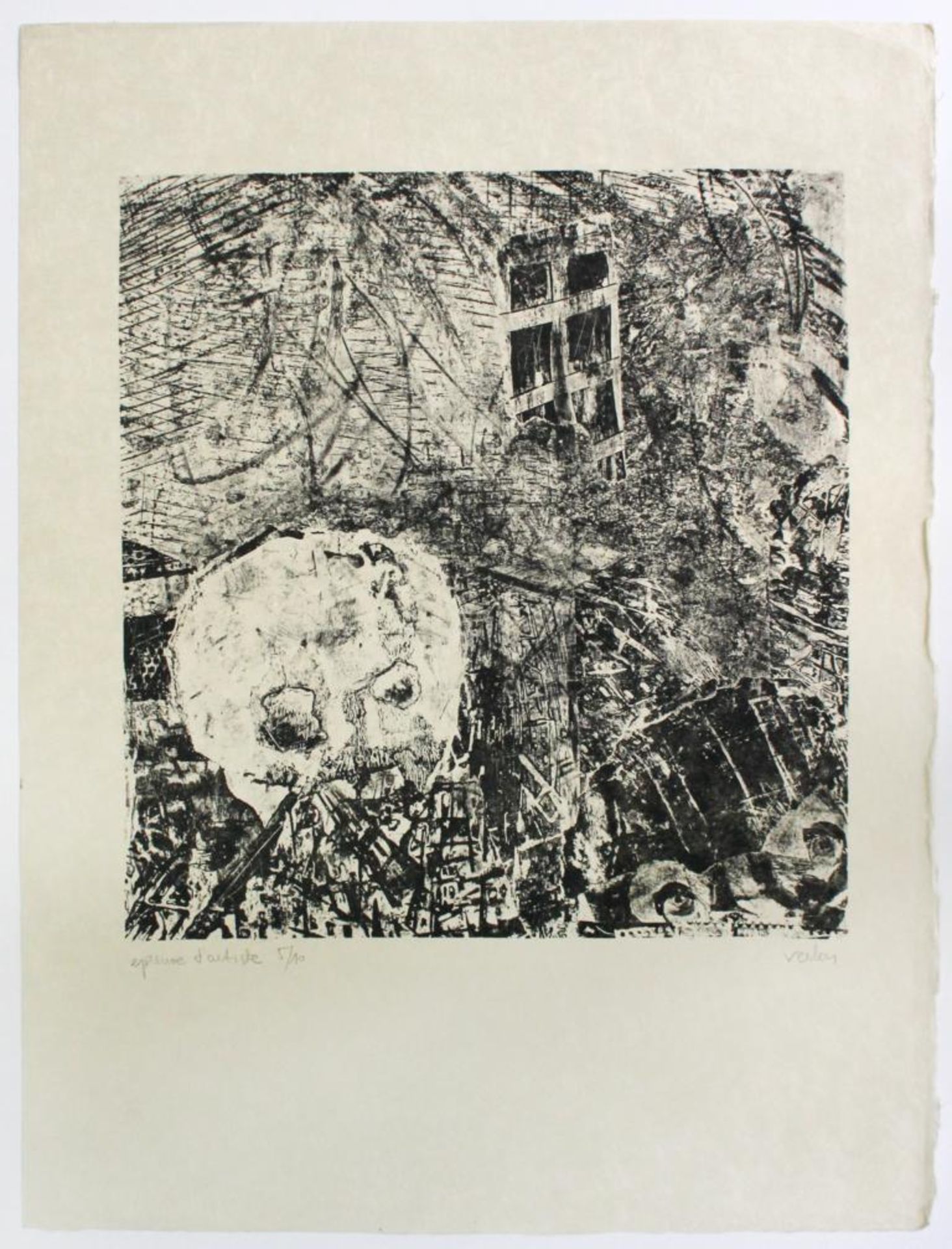 Andre Verlon(1917-1994)Ohne Titelo.A.Lithographie auf Blütenpapier; Ed. 5/10 E.A.; handsigniert und