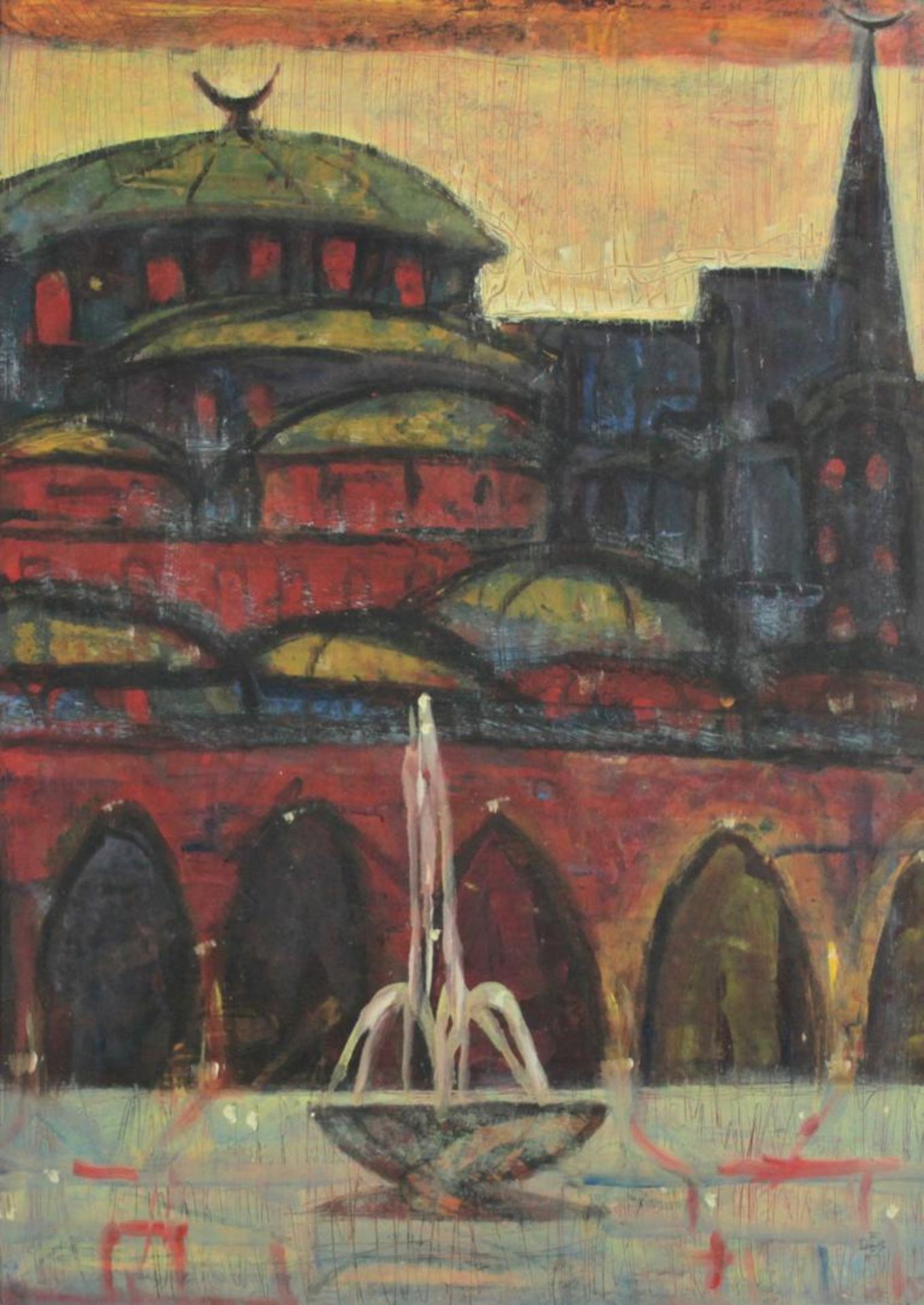 Fritz Dobretsberger(1914-1988)"Istanbul"1981Öl-Mischtechnik auf Papier; signiert und datiert