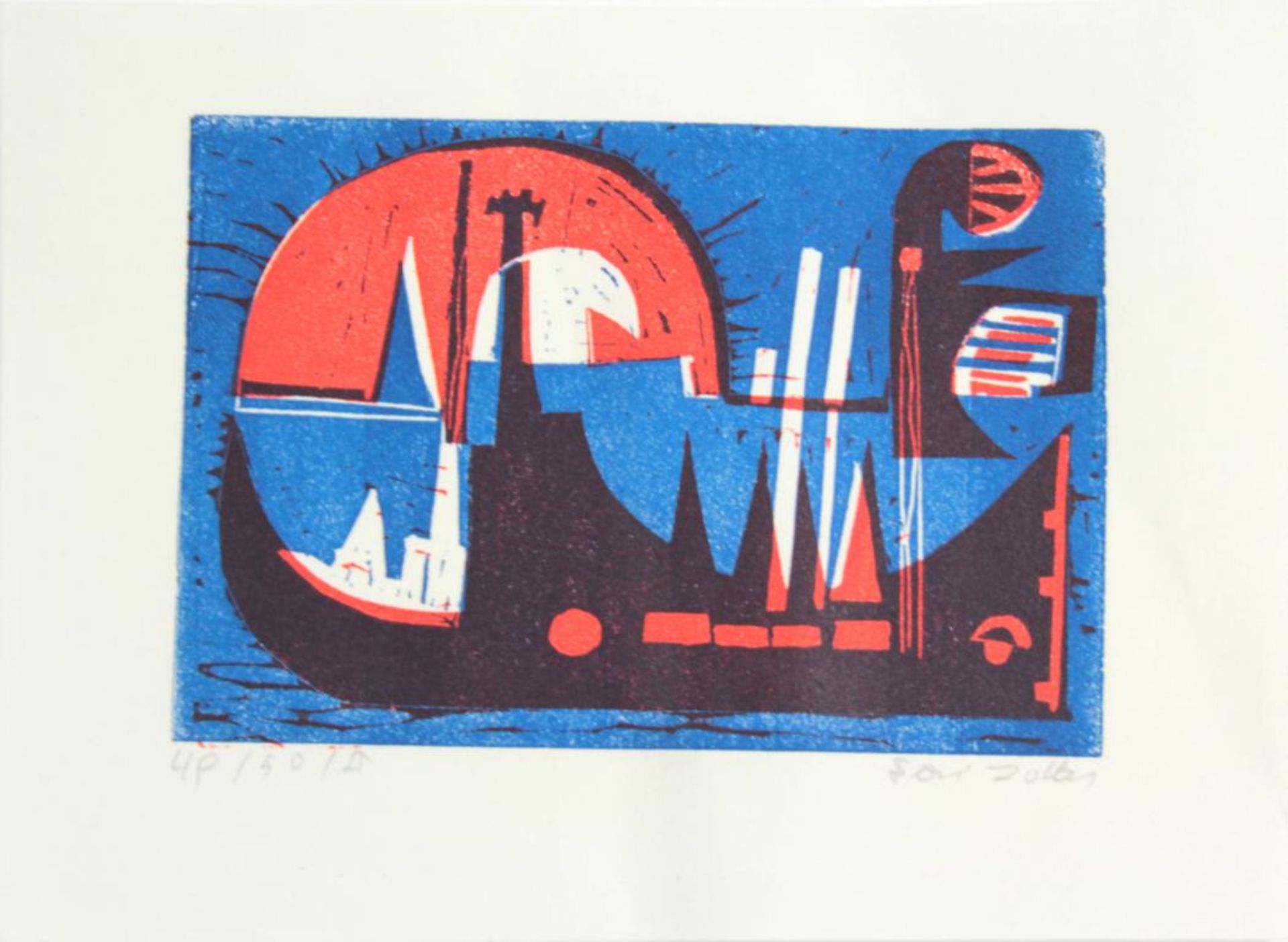  Feri Zotter(1923 - 1987)"Hafen"1966Linolschnitt auf Papier; Ed. 49/50/II; signiert, datiert, nummer
