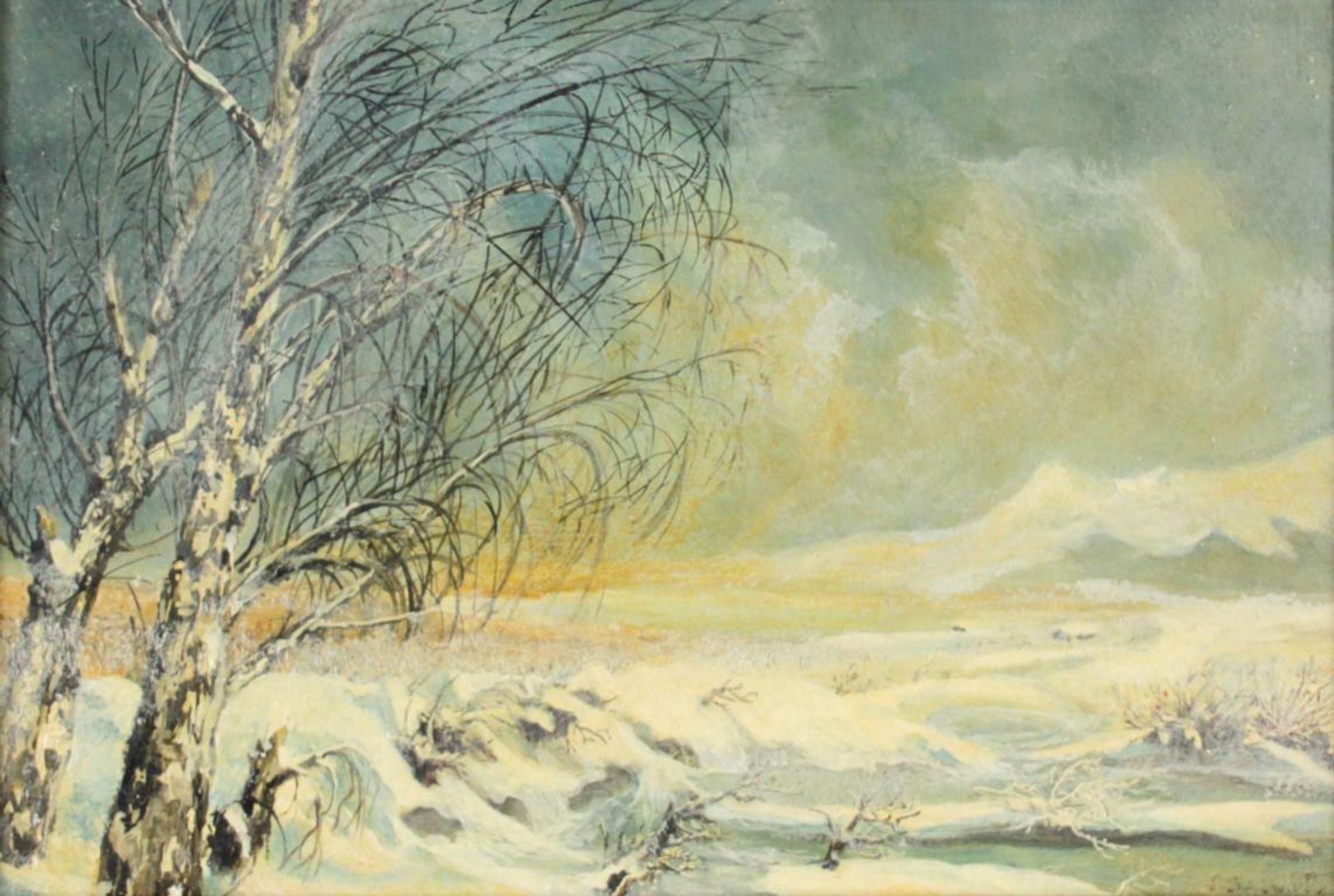 Jungwirtho.A."Winterlandschaft"o.A.Öl auf Holz; signiert und gerahmt