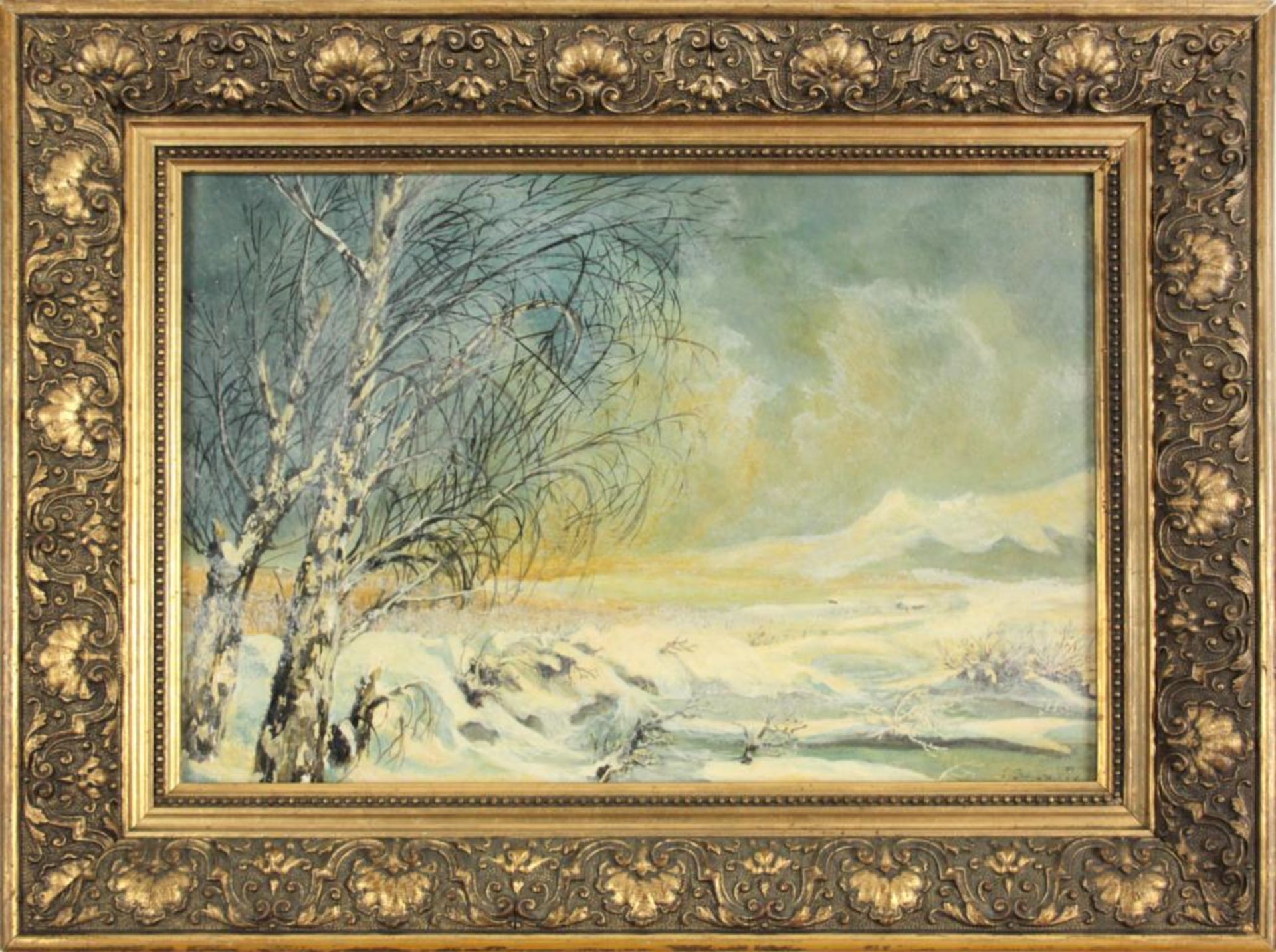 Jungwirtho.A."Winterlandschaft"o.A.Öl auf Holz; signiert und gerahmt - Bild 2 aus 4