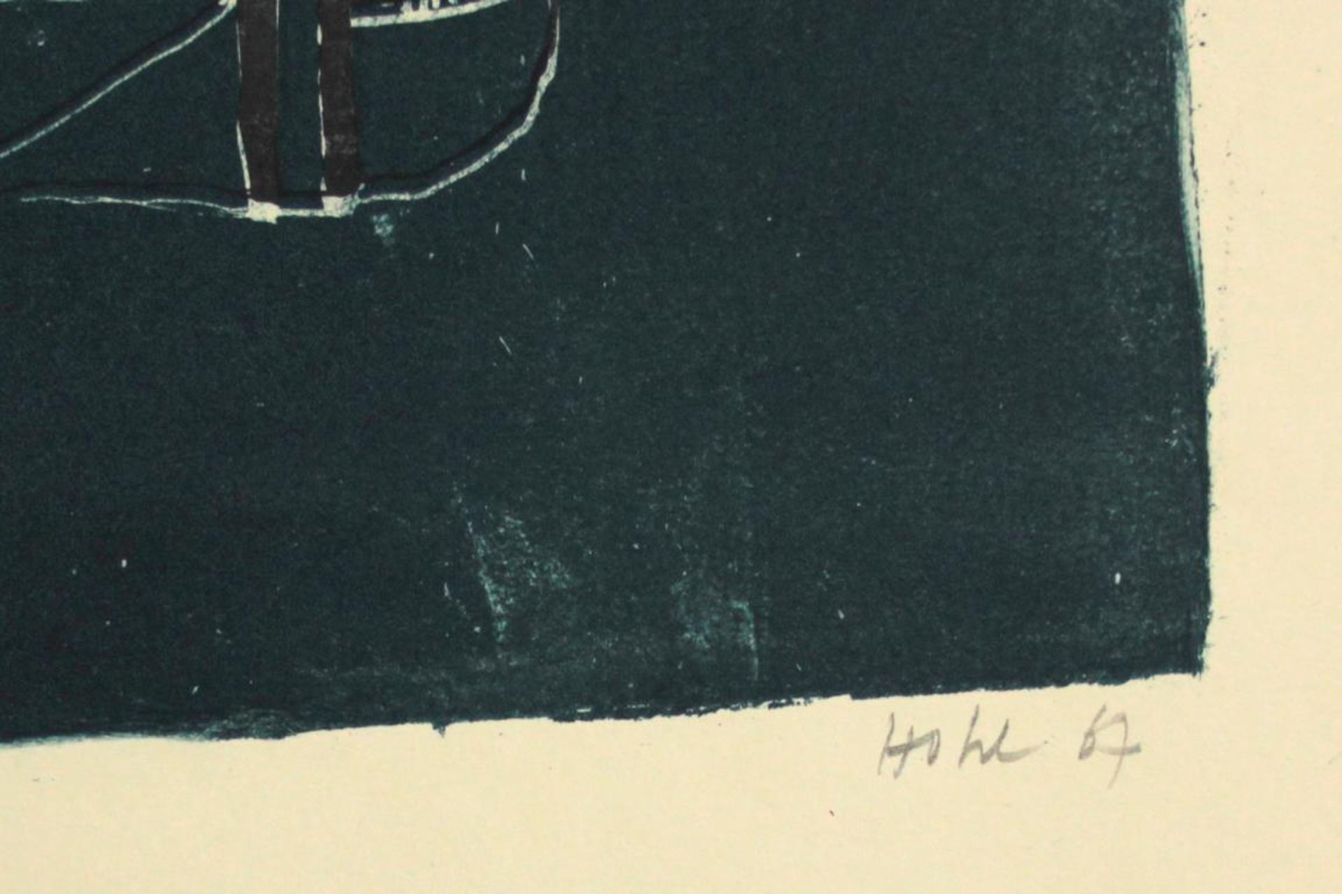 Giselbert Hoke(1927-2015)"Probe"1967Lithographie auf Papier; Probedruck; signiert, datiert und betit - Bild 2 aus 3