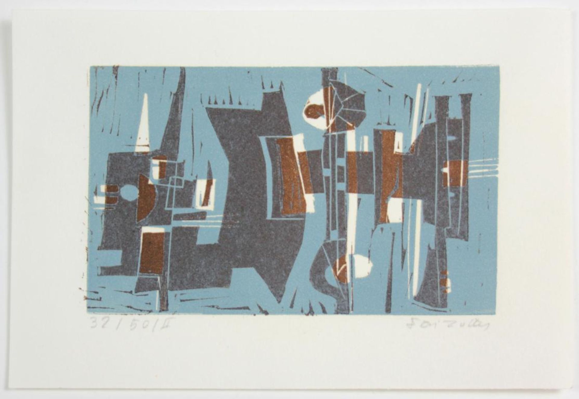  Feri Zotter(1923 - 1987)"Fuge"1966Linolschnitt auf Papier; Ed. 32/50/II; signiert, datiert, nummeri - Bild 2 aus 2
