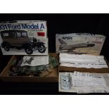 2 x Model Kits MiniCraft 1:16 Scale 1931 Ford Model A - 2 Door Sedan which appears part completed