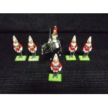 6 x Britains Royal Horse Guard / Dragoons Cast Metal Soldiers and a Horse. Various conditions. Horse