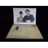 Laurel and Hardy Autograph Photograph with Studio Envelope. Posted 22nd August 1945 from Canoga